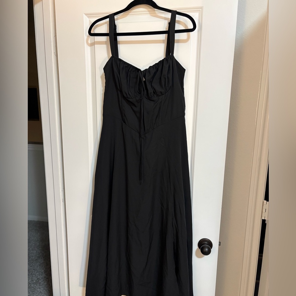 Elegant Black Women's Dress, adjustable corset top.